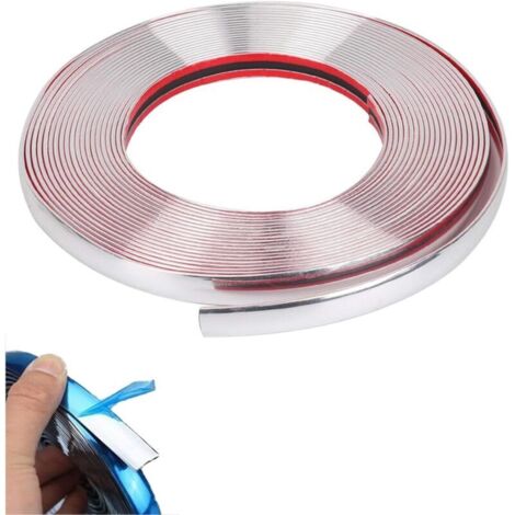 Chrom-Zierleiste für Autos, 15 mm x 5 m Chrom-Zierleiste für Autos, verbesserte Chrom-Klebeleiste für die Außendekoration von Karosserie und Fenstern (Silber) (1/4)