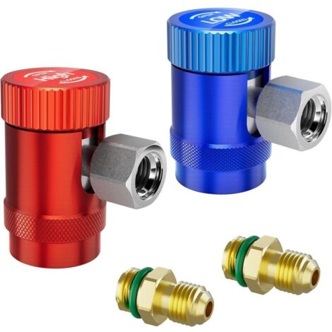 Kompatibel mit R1234yf-Adapter, einstellbaren R1234yf-Schnellkupplungen, Hoch-/Niederdruck-Seitenanschlüssen, 2er-Pack R-1234yf-Adapter (1/4)