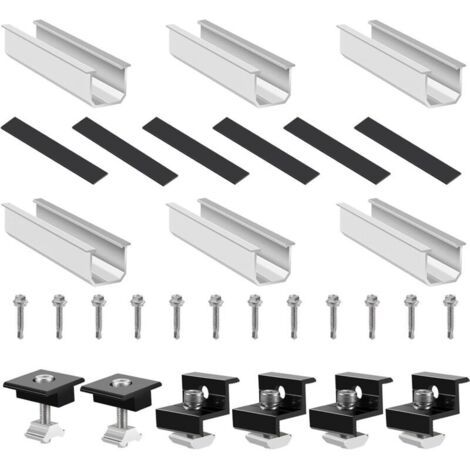 Solarpanel-Halterung, Solar-Montagesatz, verstellbare 30–35 mm Solarpanel-Halterung, Photovoltaik-Solar für 2 Panele, mit Muttern und Schrauben, Halterung für Balkonkraftwerk