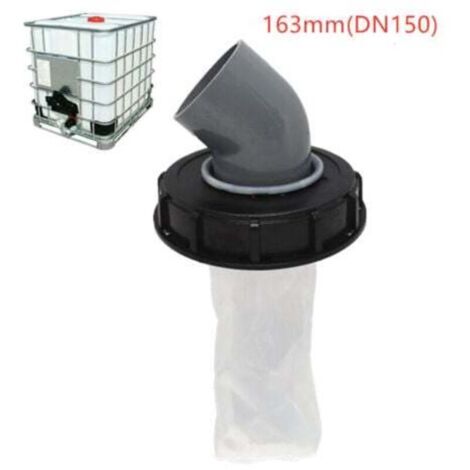 IBC-Containerdeckel mit waschbarem Nylonfilter für 1000-Liter-IBC-Regenwassersammeltanks, Filter für IBC-Containerdeckel, IBC-Containerzubehör, Nylon-Regenwasserfilter (schwarz, 163 mm, 45 Grad).