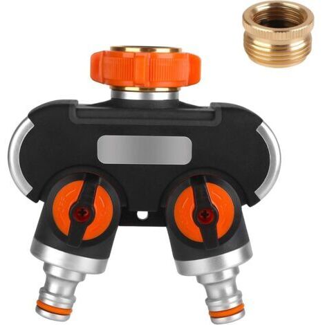 Zweiwege-Bewässerungsverteiler – 3/4"- und 1/2"-Wasserverteiler mit Ventil, einstellbar zur Gartenbewässerung (1/4)