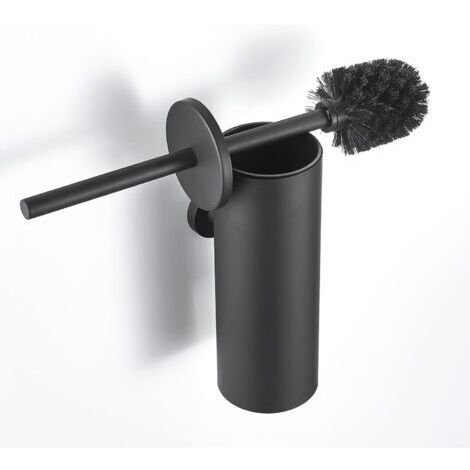 Toilettenbürste, Edelstahl-Toilettenbürste, Wand-Toilettenbürste, Toilettenbürste mit Deckel, schwarz (1/4)