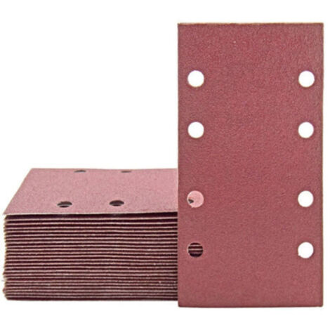 30 Blatt Schleifpapier, 83 x 185 mm, selbstklebendes quadratisches Schleifpapier, 8-Loch-Klettverschluss auf der Rückseite, Körnung 120, geeignet zum Schleifen, Polieren und Entrosten. (1/4)