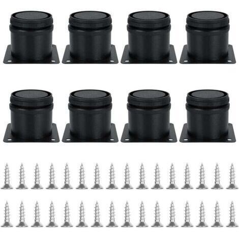 Ein Set aus 8 verstellbaren schwarzen Möbelfüßen, 50 mm Durchmesser und 50 mm Höhe, aus Edelstahl, geeignet für Sofas, Couchtische, TV-Ständer, Schränke, Betten, Werkbänke usw., inklusive 32 Schrauben (1/4)