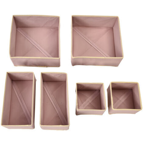 Ein Set aus 6 Aufbewahrungsboxen, ideal zur Aufbewahrung von Unterwäsche, BHs, Wäscheklammern und Socken (rosa) - 3 verschiedene Größen. (1/4)