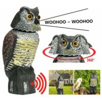 GABRIELLE Realistischer Vogelschreck, rotierender Kopf, Geräusch, Eule, Prowler, Köder, abweisend, Schädlingsschutz, Vogelscheuche, Garten, Hof, Bewegung