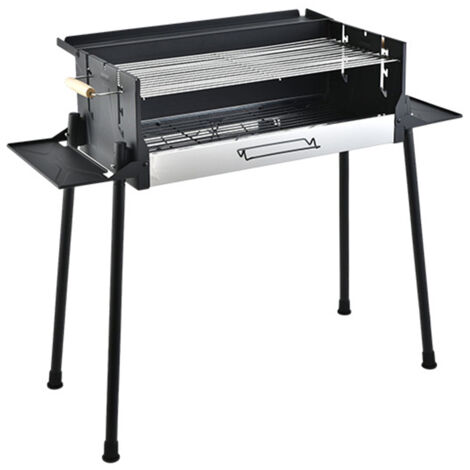 Barbecue à charbon pliable portable réglable BBQ grill sur pied,1034483CM,Température réglable, coupe-vent, étagère de rangement pliable