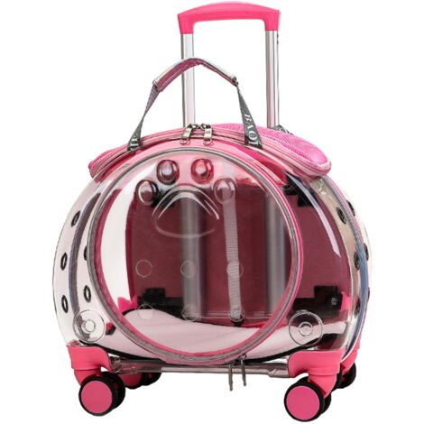 Hundetrolley Transporttasche Tragetasche für Tiere Trolley 2-in-1 Haustierrucksack Hundetasche Rosa (1/5)
