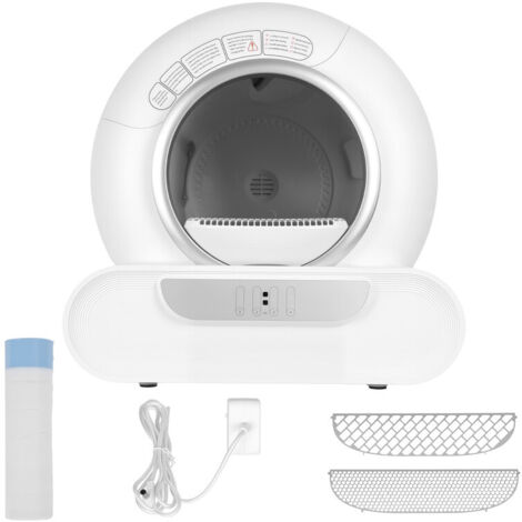 WILITTO Litière Automatique pour Chat avec APP - Bac à Litière Intelligent, Double Système Anti-Odeur, Ouverture Large 25cm, Sécurité Anti-Pincement, pour Chats jusqu'à 9kg, Blanche
