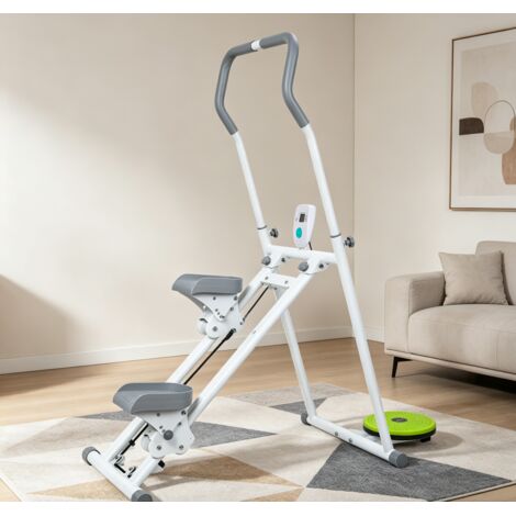 WILITTO  Stepper Escalier Pliable avec Poignées - Écran LCD, Charge 150kg, Réglable, pour Entraînement Complet à Domicile, Structure Robuste, Compact pour Petits Espaces