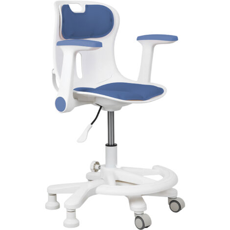 WILITTO Chaise d'Étude Ergonomique pour Enfants - Chaise de Bureau Réglable avec Repose-Pieds et Accoudoirs, Rotation 360°, pour Enfants de 4 à 12 Ans, Bleu et Blanc (1/5)