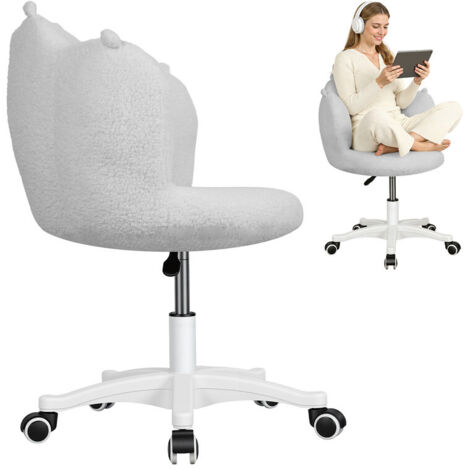 Wilitto - Chaise de bureau confortable - Coiffeuse, dossier ergonomique, pivotant à 360°, réglable en hauteur, charge maximale : 110 kg, gris clair (1/5)