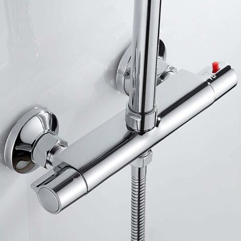Mitigeur Thermostatique de Douche,Mural Sortie Robinet de Douche Thermostatique,Robinet Mélangeur thermostatique pour Salle de Bain,Robinets de douche Thermostatique pour Baignoire, Laiton,Anti-brûlur