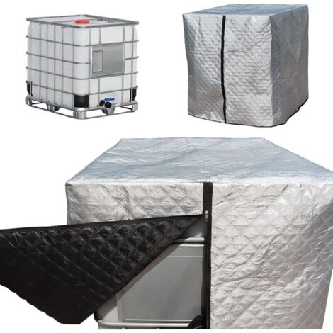 Bache pour Cuve 1000L IBC, Protection contre le gel, Anti-UV Housse Protection Cuve, Bâche de Protection Cuve IBC avec Fermeture éclair, 120 x 100 x 116 cm(Argenté) (1/5)