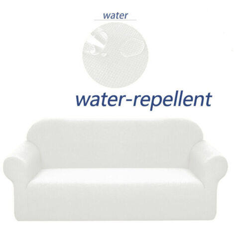Stretch-Sofabezug, wasserdicht und kratzfest, für 2-Sitzer-Sofas. Elegantes Muster. Mit rutschfesten Schaumstoffrollen (2-Sitzer-Sofa, reinweiß) – 145–185 cm