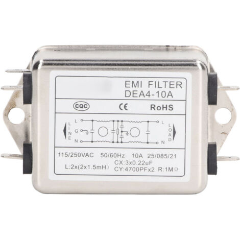 Netzfilter, Rauschunterdrücker, Netzteilfilter, EMI-Rauschunterdrücker, Audio-Reiniger, Wechselstrom, einphasig, 115 V/250 V, 50/60 Hz, 10 A, Chip-Typ (1/4)
