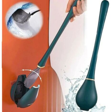 Silikon-WC-Bürste mit Halterung, flexibler und weicher Bürstenkopf für gründliche Reinigung, freistehender/wandmontierter WC-Bürstenhalter