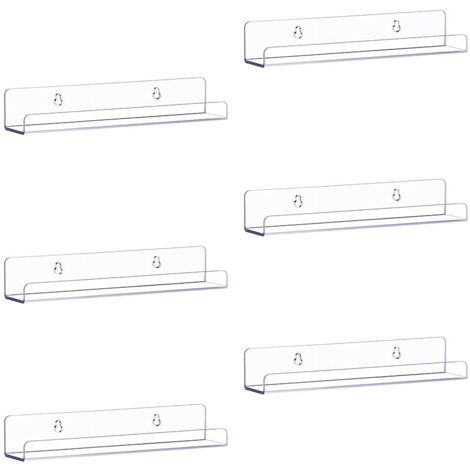 6er-Pack transparente schwebende Acrylregale zur Wandaufbewahrung, 38 cm, Wandregal für Kinder, Ausstellungsleiste für Schlafzimmer, Wohnzimmer, Badezimmer, Küche (1/5)