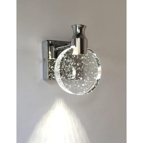 Ineasicer Kristall-Wandleuchte, luxuriöse Wandleuchte im nordischen Stil für den Innenbereich, kreative runde Wandlampe für Schlafzimmer, Nachttisch, Wohnzimmer, Badezimmer, Kommode, Flur (Silber, kle