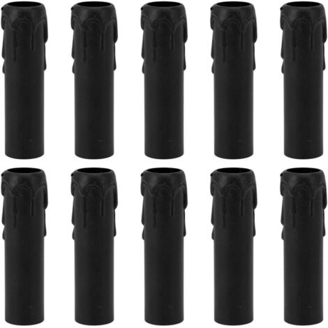 E14 Kerzenhalter-Abdeckung mit Wachstropfen-Design, 10er-Pack, zum Ersetzen und Dekorieren von Kronleuchtern und Kandelabern (Schwarz) (1/4)