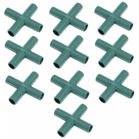 Kunststoff-Rahmenverbinder, rechtwinklige Rohrverbinder, Verbinder für den Gewächshausbau, 16 mm, 4-fach, kreuzförmig, 10er-Packung