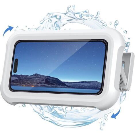 Wasserdichte Duschhalterung für Smartphones, wasserdichte Wandhalterung – [360°-Drehung und 120°-Neigung] Wandhalterung für Badezimmer für Smartphones von 4 bis 7 Zoll (1/4)