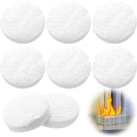 10 Stück Keramikwolle für Bioethanolkamine, Glasfaser, runder Keramikschwamm für Bioethanolkamine, Gelöfen und Tischkamine für den Innenbereich (85 x 85 x 20 mm)