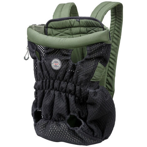 Rucksack für Hunde und Katzen – bequeme und atmungsaktive Fronttasche mit Sicherheitshaken, ideal für Reisen, Wandern und Camping (Olivgrün, L) (1/4)