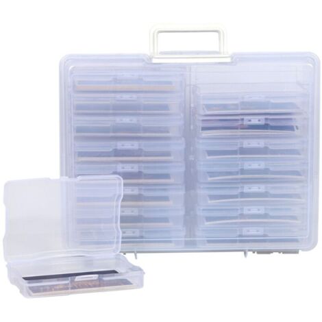 4 x 6 Zoll große Fotoaufbewahrungsbox, 16 Innenclips, durchsichtige Fotoaufbewahrungsbox, Fotoorganizer aus Kunststoff für Samen, Karten, Bastelarbeiten und Aufkleber. (1/4)