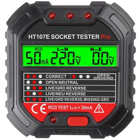 Schutzleitertester für Steckdosentester, Steckdosenphase (EU-Verordnung HT107D) (1/5)