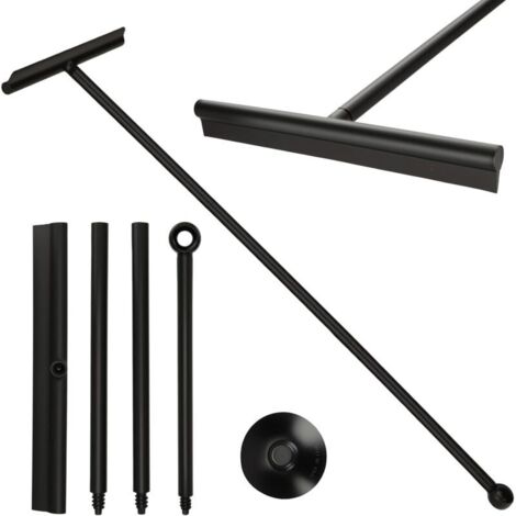 Silikon-Duschabzieher, 3-fach verstellbarer Griff (34,5–89 cm) mit Halterung, 30 cm Gummimatte für Duschboden und -wände, selbstklebend, Duschzubehör, schwarz