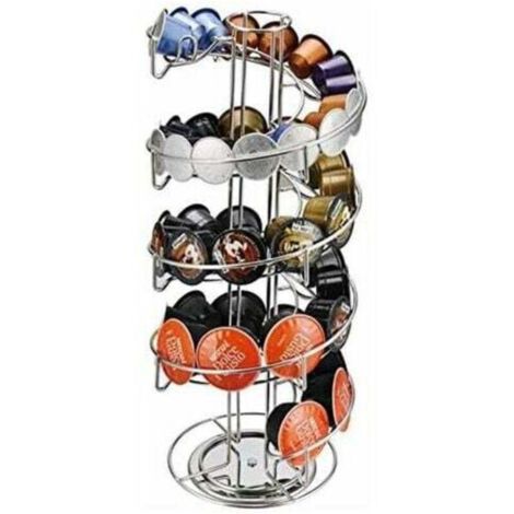 Drehbarer Kapselhalter – 43 x 18 cm, für 36 Nespresso- und Dolce-Gusto-Kapseln, kratzfeste Unterseite, graue Ausführung