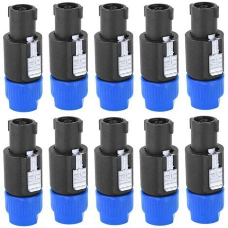 10 Stück C-NL4FC Speakon-Audiokabelstecker, 4-poliger wasserdichter Audio-/Videostecker (blau) (1/4)