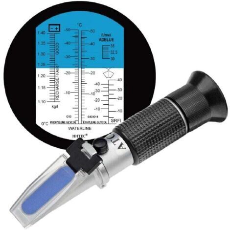 4-in-1-Refraktometer für Frostschutzmittel (Ethylenglykol, Propylenglykol) zur Bestimmung des Gefrierpunkts von Kühlmittel, Scheibenwaschflüssigkeit, AdBlue und Batteriesäure.