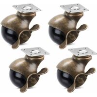 2-Zoll-Kugellagerrollen mit Bremse, 360-Grad-Drehung, Antikmessing, mit Deckplatte, für Möbel, Schränke und Rollstühle (4er-Pack, 160 kg)