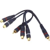 2x Splitterkabel, 20 cm, 1 x Cinch-Stecker auf 2 x Cinch-Buchsen, Doppel-Cinch-Anschluss für AV-Audiokabel
