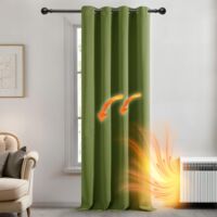Deconovo Blickdichte Gardinen mit Ösen Verdunkelungsvorhänge Wohnzimmer, 214x132 cm(HöhexBreite), Apfelgrün, 1 Stück