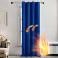 Deconovo Blickdicht Vorhang mit Ösen Verdunkelungsgardine Ösenvorhang Dicke Thermogardine Kälteschutz warm Hitzeschutz, 214x132 cm(HöhexBreite), Königsblau, 1 Stück