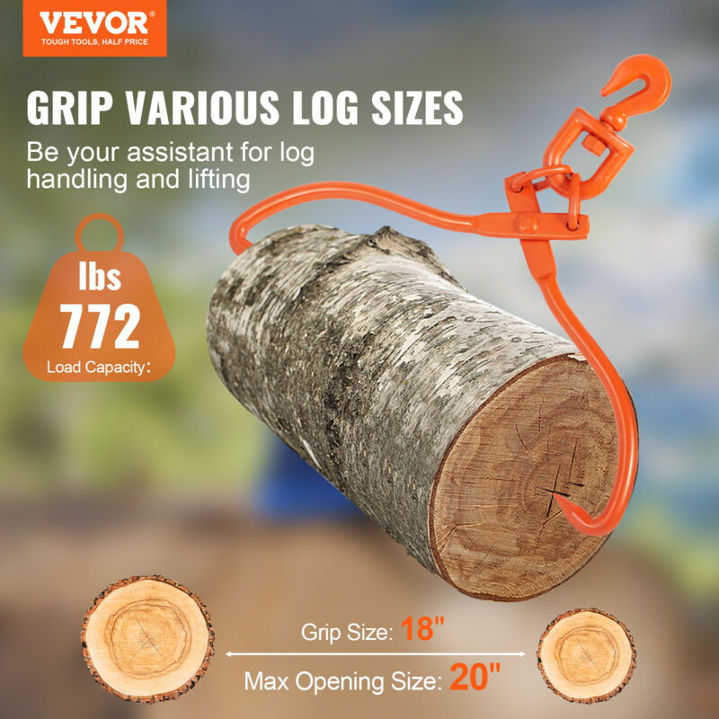 Pince Forestière En Acier Allié Pour Troncs Jusqu'à 50.8cm - Charge 300Kg, Outil De Levage Orange Pour Bois Et Bûches