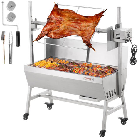 Barbecue Électrique Rotatif 25W Inox – Tournebroche 40 Kg Pour Agneau Entier, Cochon, Poulet Rôti – Fourchette Géante Avec Moteur, Intérieur/Extérieur