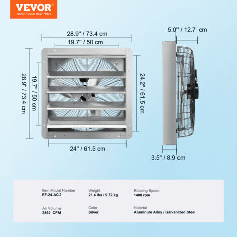Ventilateur d'extraction à volets, 35,6 cm contrôleur de températured' humidité, extracteur d'air grenier mural réglable à vitesse variable VEVOR | Leroy Merlin Ventilateur d'extraction à volets, 35,6 cm contrôleur de températured' humidité, extracteur d'air grenier mural réglable à vitesse variable VEVOR | Leroy Merlin