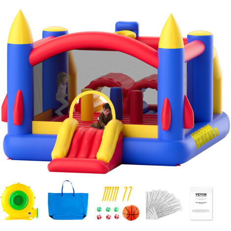 Château Gonflable VEVOR 4,65 M – Toboggan, Trampoline, Souffleur Inclus – Cadeau Enfants 3-8 Ans