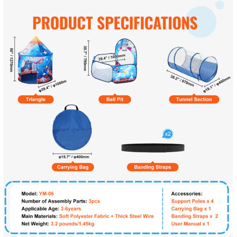STLOVe - 5 en 1 Pop Up Tente Tunnel Enfant, Maison de Jeu pour Enfants avec Personnalisé Tentes Escamotable Intérieur/Extérieure pour Balle Pit avec Piscine pour Enfants,Cadeaux d'anniversaire/Fête