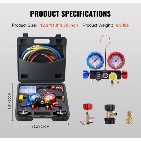 CarBole Climatiseur de Automobile Réfrigérant Collecteur Kit Manomètre