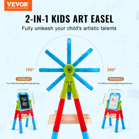 Chevalet 2 En 1 Pour Enfants – Tableau Blanc Et Craie Réglable, Double-face, Avec Aimants, Dès 3 Ans