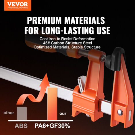 VEVOR Lot 2 Serre-Joints 610 Mm – Libération Rapide, 300 Lb, Noir & Orange