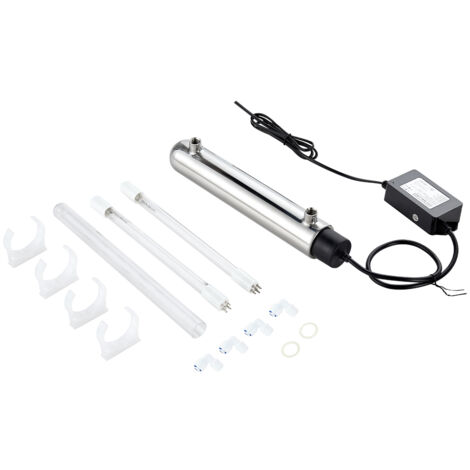 VEVOR Purificateur deEau UV 25 W 22,7 L/min, Filtre a Eau Ultraviolet avec Boitier en Acier Inoxydable, Filtration pour Toute la Maison avec Manchon en Quartz, Adapte pour la Douche Boire Nettoyage VEVOR Purificateur deEau UV 25 W 22,7 L/min, Filtre a Eau Ultraviolet avec Boitier en Acier Inoxydable, Filtration pour Toute la Maison avec Manchon en Quartz, Adapte pour la Douche Boire Nettoyage