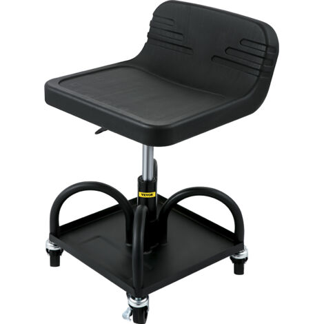 VEVOR Tabouret D'Atelier Mobile 136 Kg - Tabouret Mécanicien Réglable Avec Plateaux à Outils, Noir Et Rouge