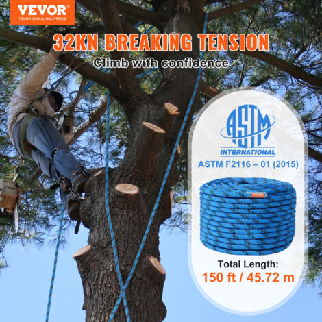 Corde Wolike Escape – 10/20 M, Diamètre 12 Mm, Charge Max 1200 Kg, Polyester Résistant – Noir, Rouge Ou Bleu