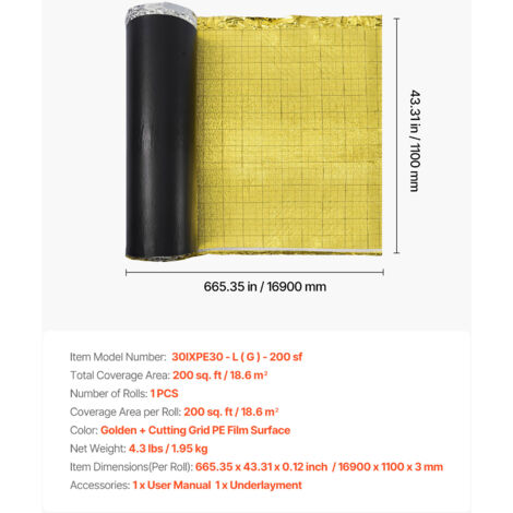 Sous-couche VEVOR 18,6 M² – 3 Mm D'épaisseur Pour Sol Stratifié, Un Vrai Confort